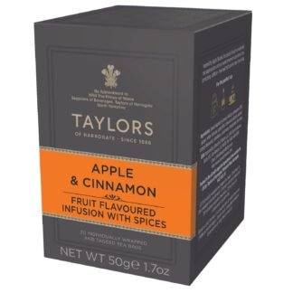 Taylors of Harrogate Apple & Cinnamon, Herbal Tea, Individually Wrapped Bags, 20 Count (Pack of 1), Spiced, Fruity & Sweet, Caffeine-Free, Enjoy Hot or Iced, 20 Teabags