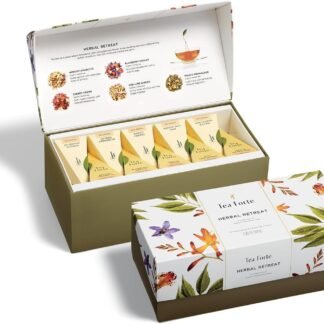 Tea Forte Herbal Retreat Premium Tea Presentation Box Tea Gift Sampler, 20 Count, 2 of Each Variety Individually Wrapped Handcrafted Pyramid Infuser Bags