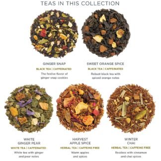 Tea Forte Warming Joy Holiday Premium Petite Presentation Box Gift Set Sampler, 10 Count, 2 of Each Blend Individually Wrapped Handcrafted Pyramid Infuser Bags