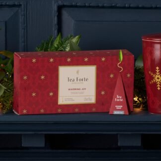 Tea Forte Warming Joy Holiday Premium Petite Presentation Box Gift Set Sampler, 10 Count, 2 of Each Blend Individually Wrapped Handcrafted Pyramid Infuser Bags