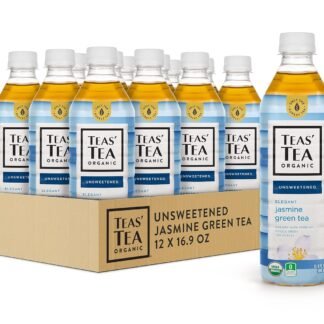 Teas' Tea Unsweetened Jasmine Green Tea 16.9 Ounce (Pack of 12) Organic, Sugar Free, 0 Calories