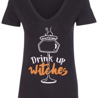 Threadrock Women's Drink Up Witches V-Neck T-Shirt
