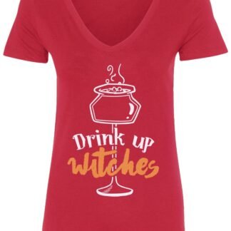 Threadrock Women's Drink Up Witches V-Neck T-Shirt