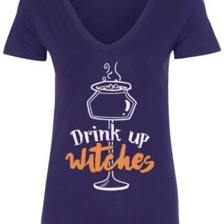 Threadrock Women's Drink Up Witches V-Neck T-Shirt