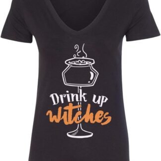 Threadrock Women's Drink Up Witches V-Neck T-Shirt