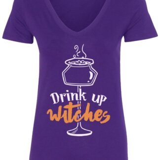 Threadrock Women's Drink Up Witches V-Neck T-Shirt