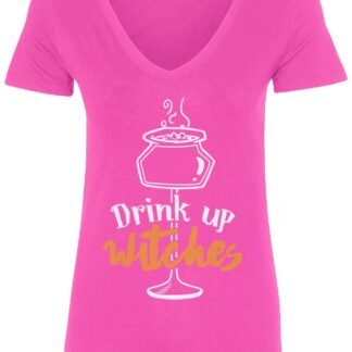 Threadrock Women's Drink Up Witches V-Neck T-Shirt