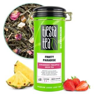 Tiesta Tea - Fruity Paradise, Loose Leaf, Strawberry Pineapple Green Tea, Premium Blend, Medium Caffeinated Green, Make Hot or Iced & Brews Up to 50 Cups, 4oz Refillable Tin
