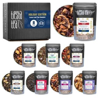 Tiesta Tea - Holiday Tea Sampler Dry Flight Set, Loose Leaf, High to No Caffeine Hot & Iced, Premium Brew Sample with Black, Herbal, Fruit & Hibiscus Blends, 8 Resealable Sample...