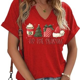 Tis The Season Halloween T-Shirt Womens Funny Pumpkin Short Sleeve Shirts Fall Season Graphic Tee Tops