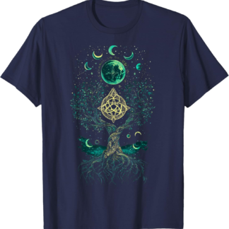Tree Moon Phases Yggdrasil Viking Pagan Wicca T-Shirt
