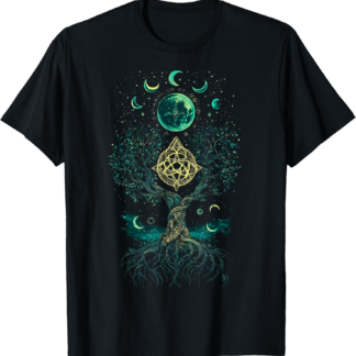 Tree Moon Phases Yggdrasil Viking Pagan Wicca T-Shirt
