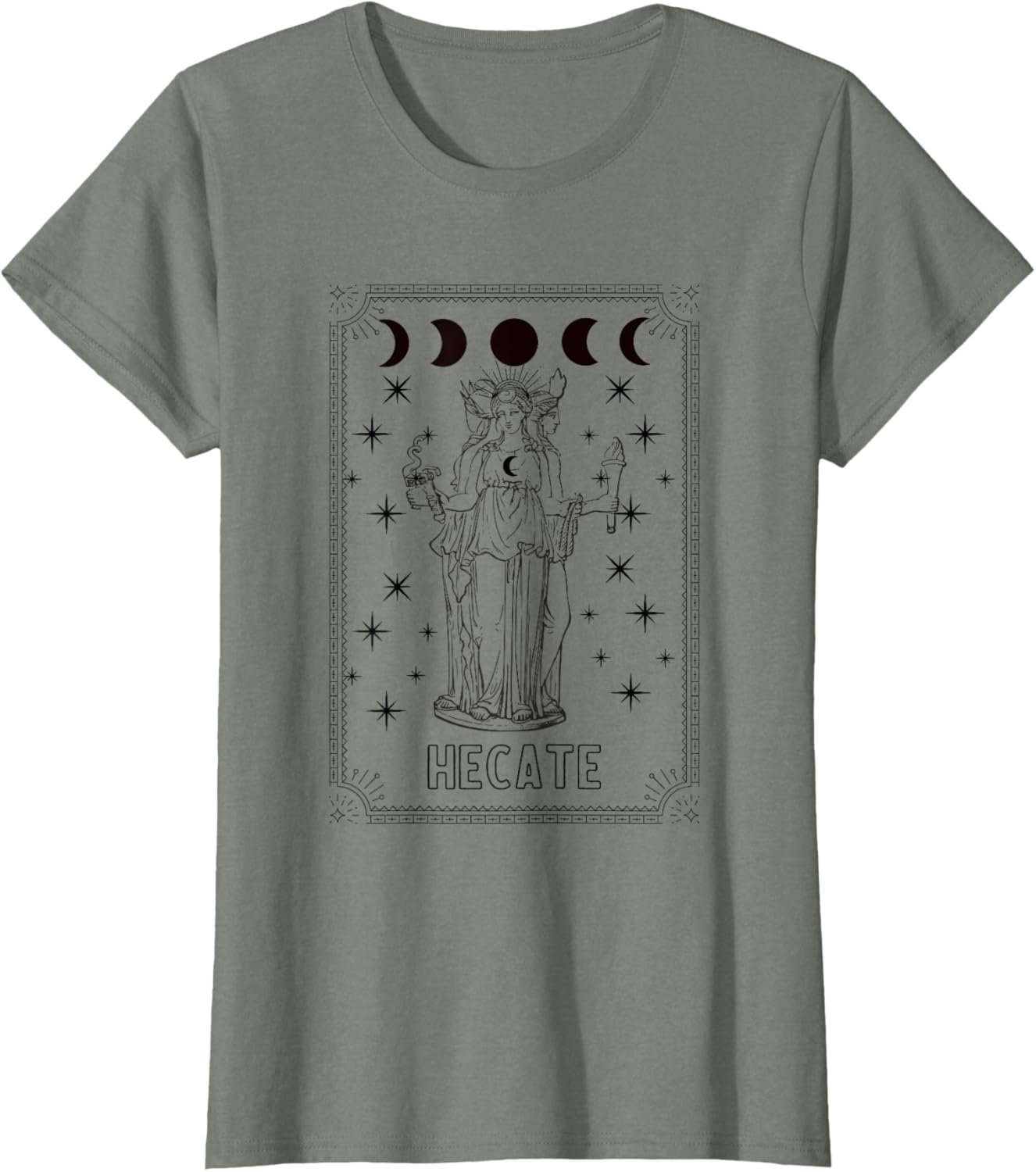 Triple Moon Goddess Hecate Tarot Card Wiccan Pagan Witch T-Shirt - lunas-mystic-emporium.com Triple Moon Goddess Hecate Tarot Card Wiccan Pagan Witch T-Shirt