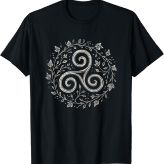 Triskelion Celtic Spiral Druid Pagan Leaf Nature Art Symbol T-Shirt