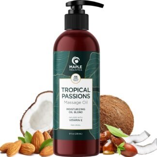 Tropical Sensual Massage Oil for Couples - Complete Relaxation Full Body Massage Oil for Date Night with Smooth Gliding Coconut and Sweet Almond Oil with Mango Scent - Non GMO...