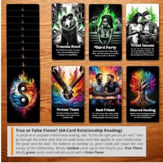 True or False Flame? A Blunt Love Oracle for Relationship Clarity by Safarah Starchild - Deck of 64 Tarot Sized Cards with Keywords and Meanings on Them
