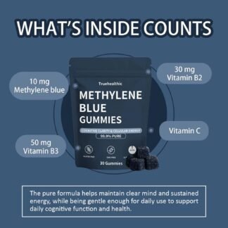 Truehealthic Methylene Blue Gummies 5mg of Methylene Blue Per Gummy for Sustained Energy Mental Clarity Lifted Mood 999 Pure 30 Gummies 1Pc - lunas-mystic-emporium.com Truehealthic Methylene Blue Gummies, 5mg of Methylene Blue Per Gummy for Sustained Energy, Mental Clarity, Lifted Mood, 99.9% Pure, 30 Gummies (1Pc)