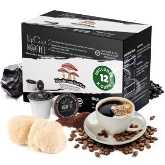 UpCup Koffee Functional Mushroom Coffee K Cups - 100% Arabica Coffee Beans with Lions Mane, NAD+, & Himalayan Shilajit for Immune Support, Energy Blast, & Cognitive Boost - 12 Pack