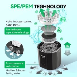 Upgrade Hydrogen Water Bottle - 6400PPB Hydrogen Water Generator, SPE/PEM Certified, 7oz Portable Hydro Water Machine, Perfect for Gym/Travel/Office & Gifts for Friends/Family