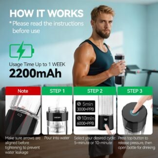 Upgrade Hydrogen Water Bottle - 6400PPB Hydrogen Water Generator, SPE/PEM Certified, 7oz Portable Hydro Water Machine, Perfect for Gym/Travel/Office & Gifts for Friends/Family