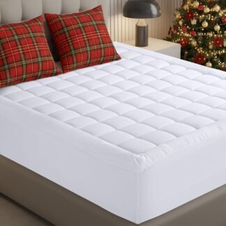 Utopia Bedding Queen Mattress Pad, Quilted Fitted Premium Mattress Protector, Deep Pocket Cover Stretches up to 16 Inches, Fluffy Pillow Topper (60x80 Inches, White)
