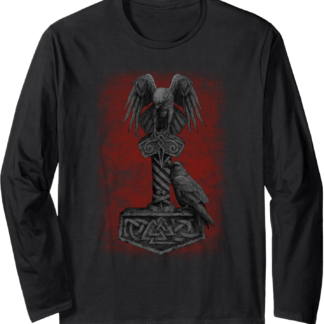 Viking Norse Mythology Thor's Mjolnir Odin's Huginn & Muninn Long Sleeve T-Shirt