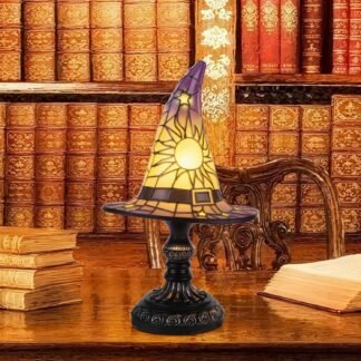 Vintage Gothic Witch Hat Night Light – Stained Glass LED Lamp, Spooky Halloween Decor, Indoor & Outdoor Witchcraft Gift, Unique Halloween Party Decorations Lighting, Halloween...