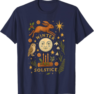 Vintage Winter Solstice Mystical Moon Pagan Yule Celebration T-Shirt