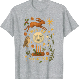 Vintage Winter Solstice Mystical Moon Pagan Yule Celebration T-Shirt