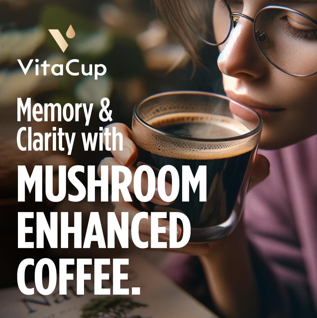 VitaCup Focus Mushroom Coffee Grounds with Lions Mane Chaga B Vitamins D3 Boost Focus Immunity Memory Clarity Medium Dark Roast Bold Smooth 100 Arabica Specialty - lunas-mystic-emporium.com VitaCup Focus Mushroom Coffee Grounds, with Lions Mane, Chaga, B Vitamins, D3, Boost Focus, Immunity, Memory & Clarity, Medium Dark Roast, Bold & Smooth 100% Arabica Specialty,...