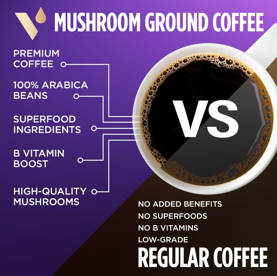 VitaCup Focus Mushroom Coffee Grounds with Lions Mane Chaga B Vitamins D3 Boost Focus Immunity Memory Clarity Medium Dark Roast Bold Smooth 100 Arabica Specialty - lunas-mystic-emporium.com VitaCup Focus Mushroom Coffee Grounds, with Lions Mane, Chaga, B Vitamins, D3, Boost Focus, Immunity, Memory & Clarity, Medium Dark Roast, Bold & Smooth 100% Arabica Specialty,...