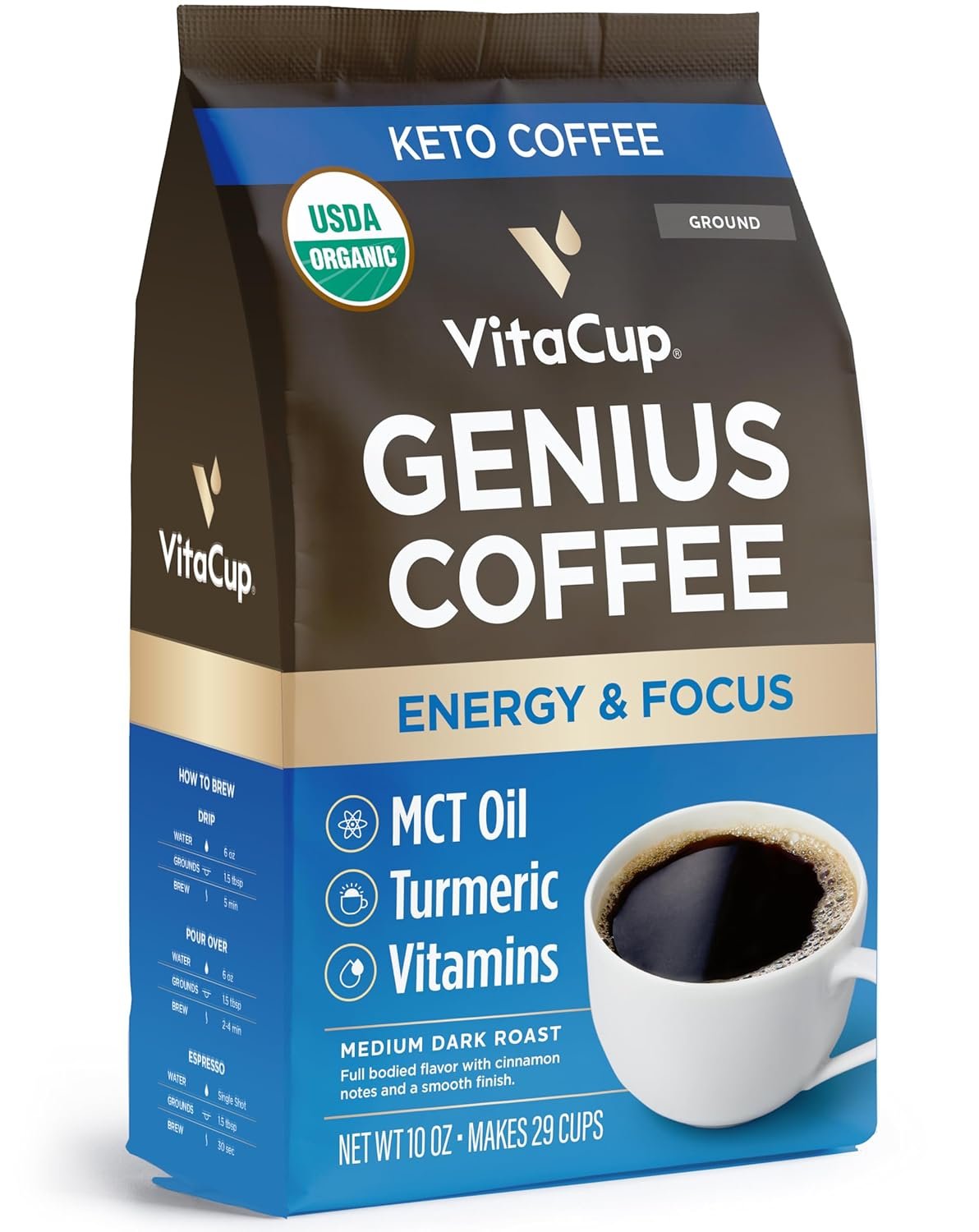 VitaCup Focus Mushroom Coffee Grounds with Lions Mane Chaga B Vitamins D3 Boost Focus Immunity Memory Clarity Medium Dark Roast Bold Smooth 100 Arabica Specialty - lunas-mystic-emporium.com VitaCup Focus Mushroom Coffee Grounds, with Lions Mane, Chaga, B Vitamins, D3, Boost Focus, Immunity, Memory & Clarity, Medium Dark Roast, Bold & Smooth 100% Arabica Specialty,...