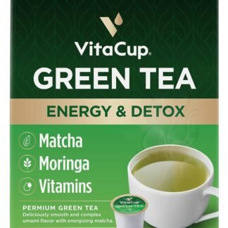VitaCup Green Tea Pods, Enhance Energy & Detox with Matcha, Moringa, B Vitamins, D3, Keto, Paleo, Vegan, Recyclable Single Serve Pod, Compatible with Keurig K-Cup Brewers,16 Ct