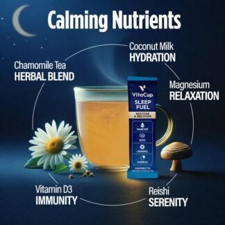 VitaCup Sleep Fuel Instant Tea Packets for Deep REM Sleep, Relax & De-Stress w/Chamomile, Magnesium, Vitamin D3, Coconut Water, Coconut Milk, Potassium, Calming for Full Body...
