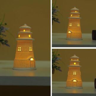 White Ceramic Lighthouse Statue Lamp - Light House Book Shelf Decor Aesthetic,Beach Themed Room Decor,Nautical Coastal Ocean Decoration for Home Bedroom Bathroom Living Room