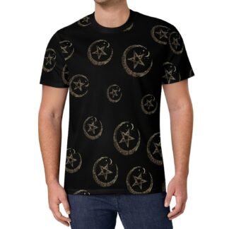 Wicca Moon Symbol Vintage Pagan Casual Men's Short Sleeve Tee Printed Classic T-Shirt Crewneck Top Shirts