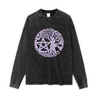 Wiccan Pagan Sacred Mens Crew Neck Long-Sleeved T-Shirt Tops - lunas-mystic-emporium.com Wiccan & Pagan Sacred Men's Crew Neck Long-Sleeved T-Shirt Tops