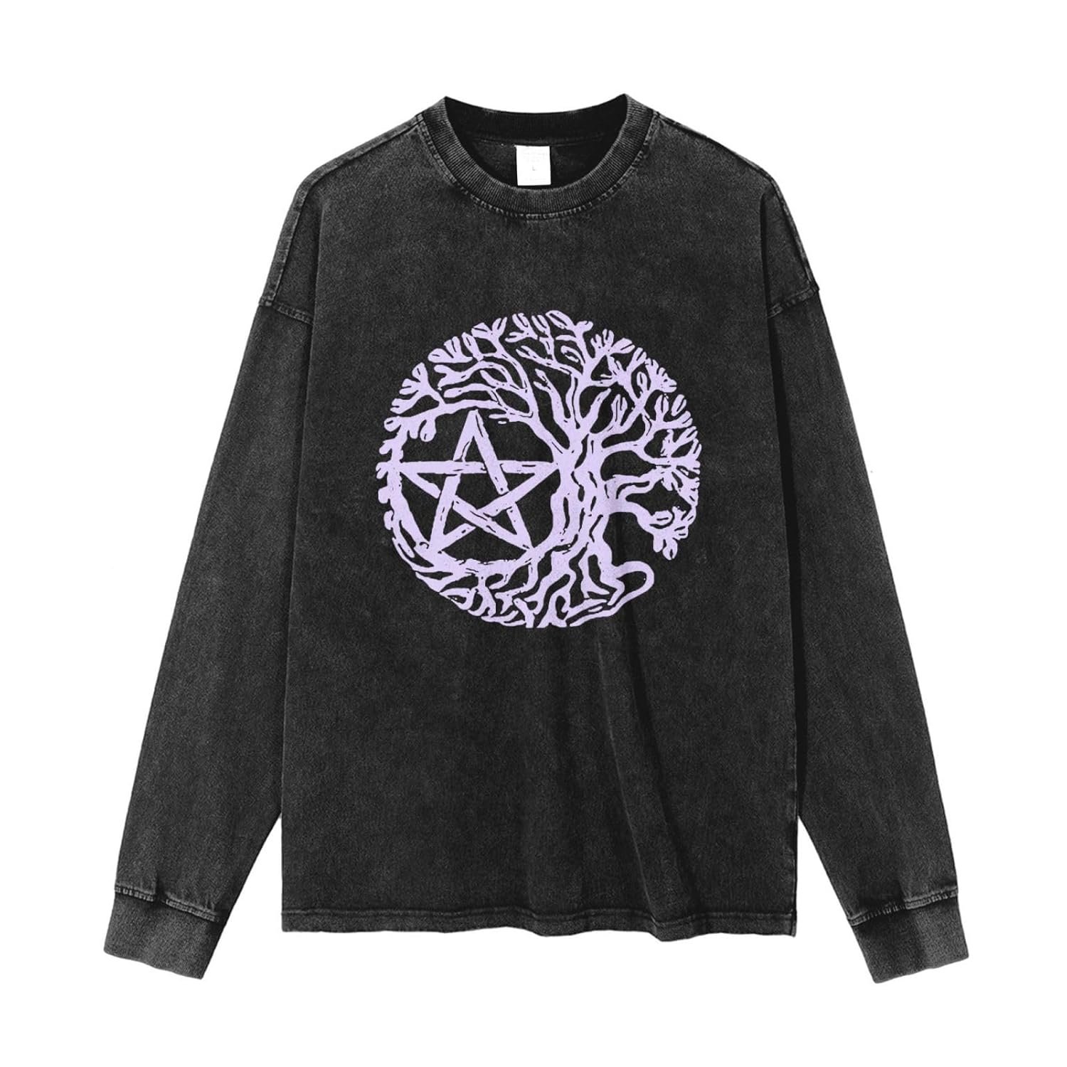 Wiccan Pagan Sacred Mens Crew Neck Long-Sleeved T-Shirt Tops - lunas-mystic-emporium.com Wiccan & Pagan Sacred Men's Crew Neck Long-Sleeved T-Shirt Tops