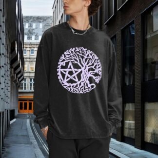 Wiccan Pagan Sacred Mens Crew Neck Long-Sleeved T-Shirt Tops - lunas-mystic-emporium.com Wiccan & Pagan Sacred Men's Crew Neck Long-Sleeved T-Shirt Tops