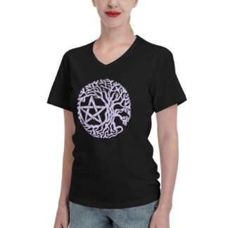 Wiccan & Pagan Sacred Women's V Neck T Shirts Cotton Short-Shirts for Women