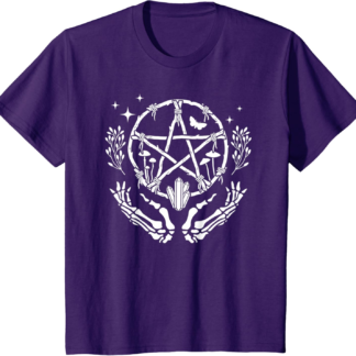 Wiccan Pentacle Wreath With Skeleton Hands And Crystals T-Shirt - lunas-mystic-emporium.com Wiccan Pentacle Wreath With Skeleton Hands And Crystals T-Shirt