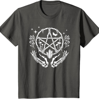 Wiccan Pentacle Wreath With Skeleton Hands And Crystals T-Shirt - lunas-mystic-emporium.com Wiccan Pentacle Wreath With Skeleton Hands And Crystals T-Shirt