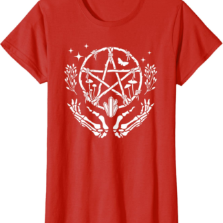 Wiccan Pentacle Wreath With Skeleton Hands And Crystals T-Shirt - lunas-mystic-emporium.com Wiccan Pentacle Wreath With Skeleton Hands And Crystals T-Shirt