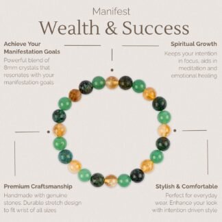 Wish Well Manifestation Crystal Bracelet for Women Men - Healing Crystal Bracelet - Handmade Beaded Bracelet - Spiritual Jewelry Gift