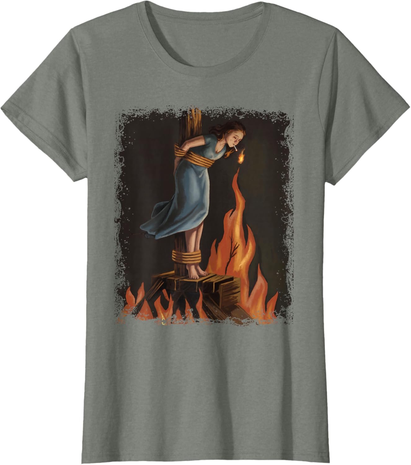 Witch Lighting Cigarette With Flames Occult Unholy Feminist T-Shirt - lunas-mystic-emporium.com Witch Lighting Cigarette With Flames Occult Unholy Feminist T-Shirt