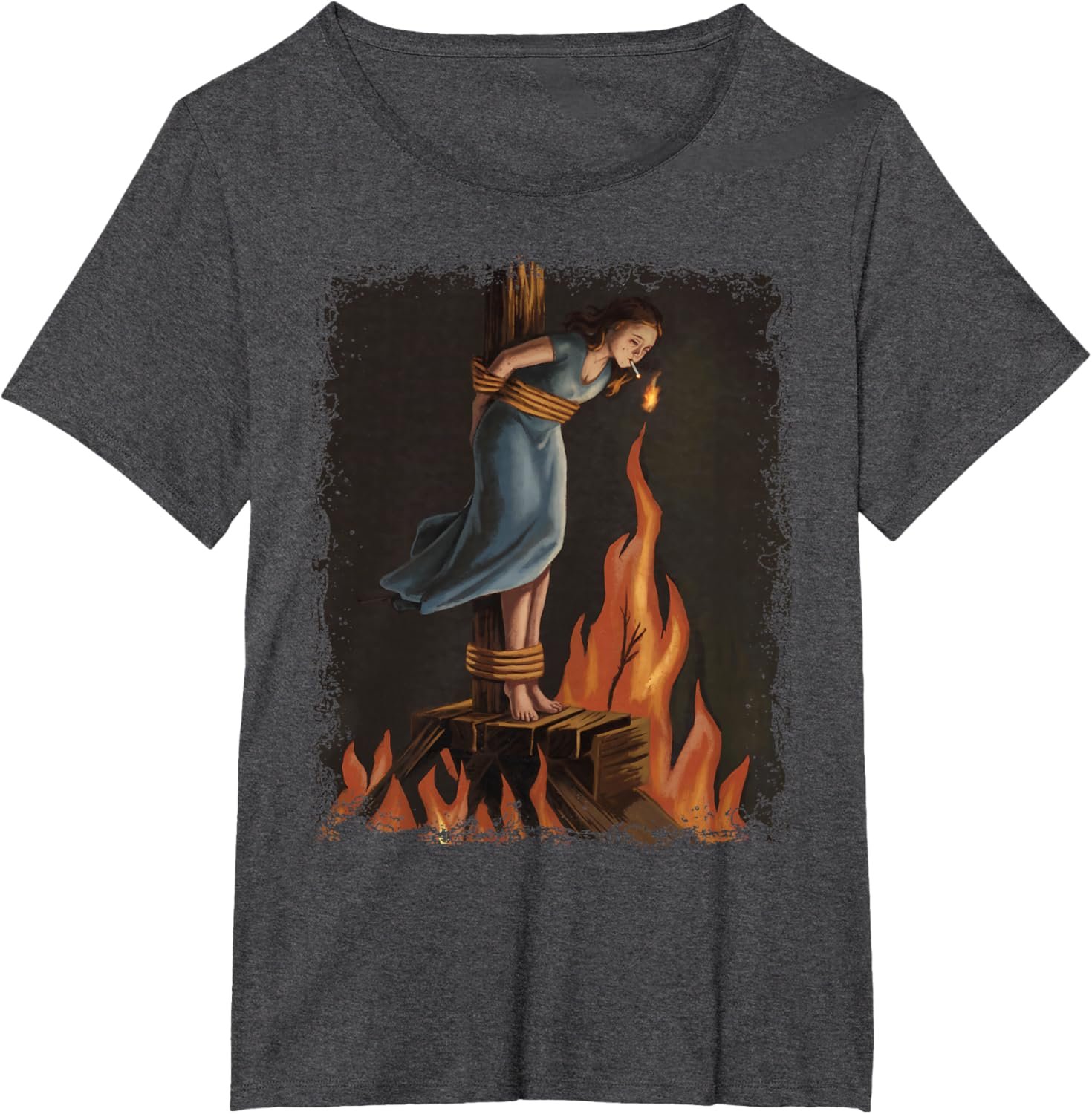 Witch Lighting Cigarette With Flames Occult Unholy Feminist T-Shirt - lunas-mystic-emporium.com Witch Lighting Cigarette With Flames Occult Unholy Feminist T-Shirt