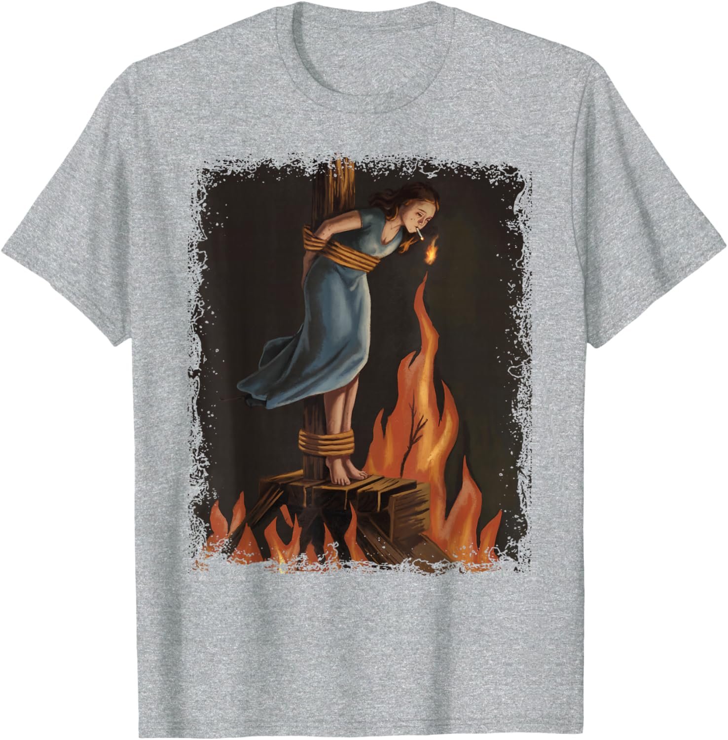 Witch Lighting Cigarette With Flames Occult Unholy Feminist T-Shirt - lunas-mystic-emporium.com Witch Lighting Cigarette With Flames Occult Unholy Feminist T-Shirt