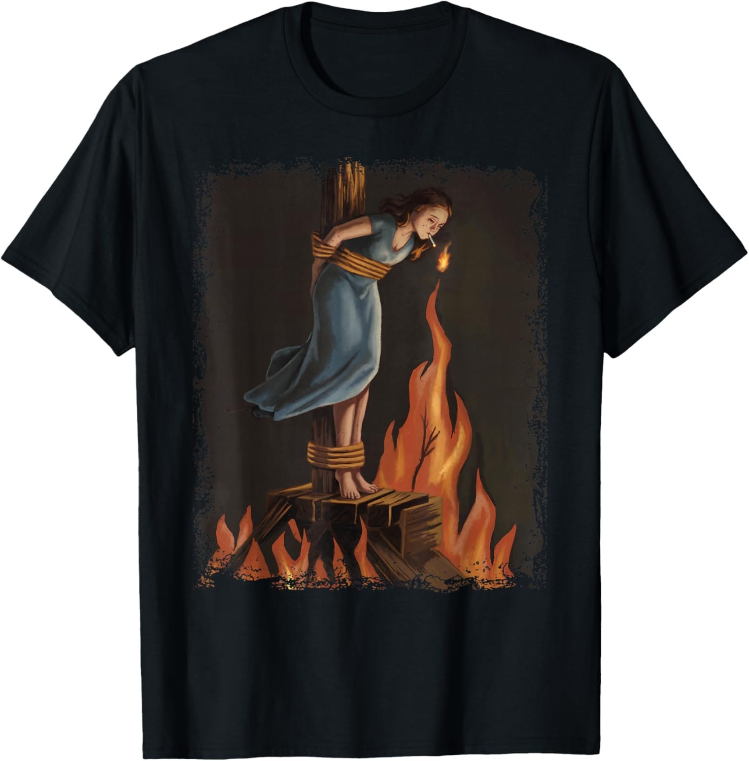 Witch Lighting Cigarette With Flames Occult Unholy Feminist T-Shirt - lunas-mystic-emporium.com Witch Lighting Cigarette With Flames Occult Unholy Feminist T-Shirt