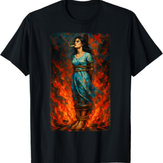 Witch Lighting Cigarette with Flames Occult Unholy Funny T-Shirt