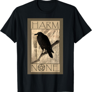 Witchy Things Harm None Wiccan T-Shirt - Black, Unisex, Short Sleeve, Modern Style, Letter Print, Crew Neck, Casual, All Seasons, Horror Theme, Small Size